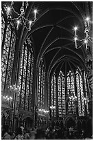 Upper Holy Chapel. Paris, France (black and white)