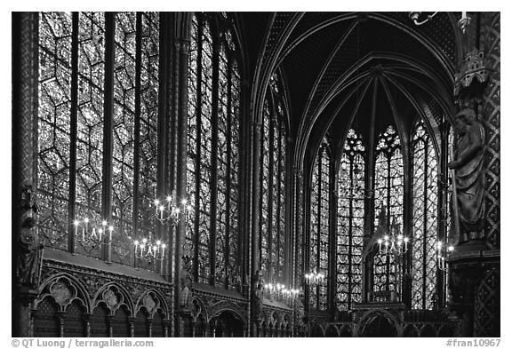 Sainte Chapelle haute covered with stained glass. Paris, France