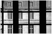 Versailles Palace walls seen from a window. France (black and white)