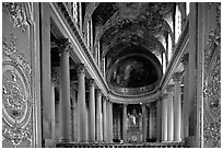 Second floor of the Versailles palace chapel. France (black and white)