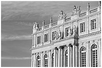 Detail of facade, late afternoon. France ( black and white)