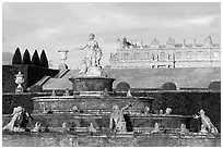 Fountain in the Versailles palace extensive gardens. France ( black and white)