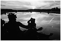 Sculpture and basin at sunset, Versailles Palace. France ( black and white)