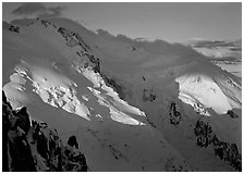 Mont Blanc and Dome du Gouter, early morning light, Chamonix. France ( black and white)
