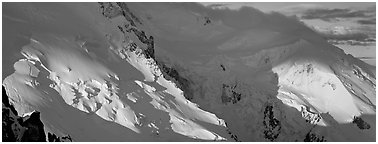 High mountain scenery, North Face of Mont-Blanc. France (Panoramic black and white)