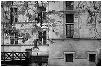 Azay-le-rideau chateau detail. Loire Valley, France (black and white)