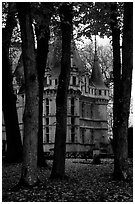 Azay-le-rideau chateau and Park. Loire Valley, France ( black and white)