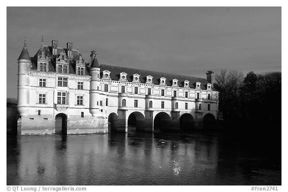Chenonceaux chateau. Loire Valley, France (black and white)
