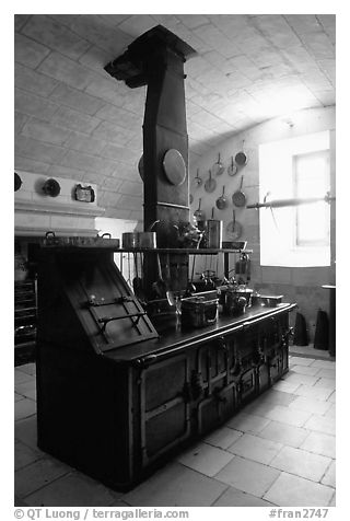 Kitchen of the Chenonceaux chateau. Loire Valley, France