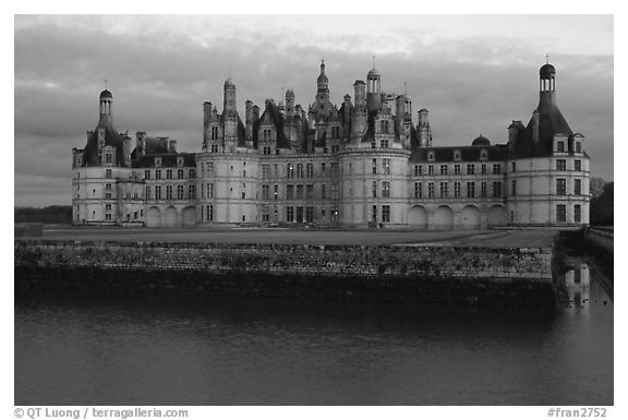 Chambord chateau at dusk. Loire Valley, France