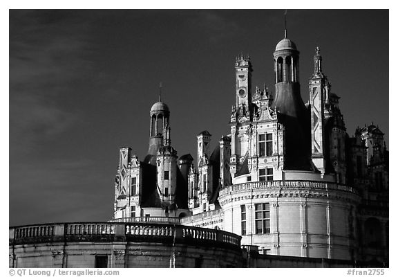 Chambord chateau. Loire Valley, France (black and white)