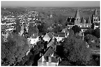 View of Loches from the dungeon. Loire Valley, France (black and white)
