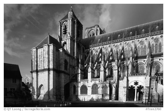 Saint-Etienne Cathedral. Bourges, Berry, France (black and white)