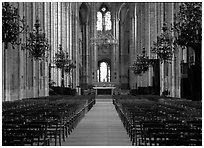 Nave,  Saint-Etienne Cathedral. Bourges, Berry, France (black and white)