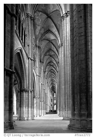 Side  aisle inside Bourges Saint Stephen Cathedral. Bourges, Berry, France