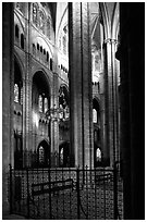 Interior view from choir, Saint-Etienne Cathedral. Bourges, Berry, France (black and white)