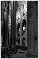 Interior of Gothic Bourges Cathedral. Bourges, Berry, France (black and white)