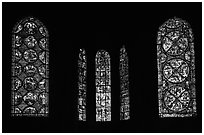 Stained glass windows, Bourges Cathedral. Bourges, Berry, France (black and white)