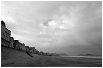 Waterfront and beach, Saint Malo. Brittany, France (black and white)