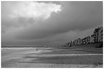 Waterfront and beach, Saint Malo. Brittany, France (black and white)