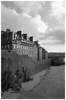 Ramparts of the old town, Saint Malo. Brittany, France (black and white)