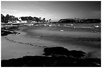 Harbor at low tide. Brittany, France (black and white)