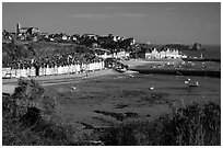 Cancale at low tide. Brittany, France (black and white)