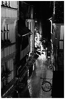 Medieval street. Mont Saint-Michel, Brittany, France (black and white)