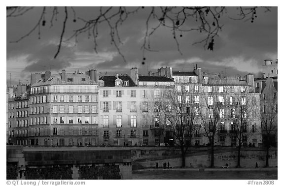 Waterfront houses on Saint-Louis island. Paris, France