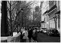 Walking on the Saint-Louis island. Paris, France ( black and white)