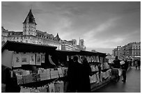 Antiquarian booksellers on the banks of the Seine. Paris, France ( black and white)