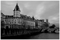 Ile de la Cite at sunset. Paris, France ( black and white)