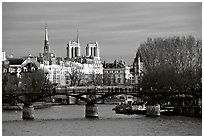 Pont des Arts and ile de la Cite, late afternoon. Paris, France (black and white)