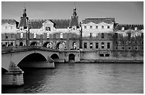 Louvre, Pont de Solferino, and Seine River at sunset. Paris, France (black and white)