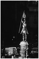 Statue of Joan of Arc on the place des Victoires. Paris, France (black and white)