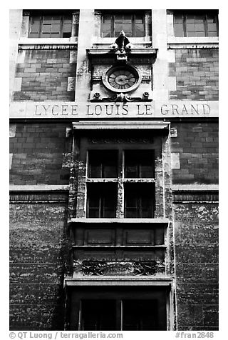 Facade of Lycee Louis-le-Grand, founded by Louis XIV in the 17th century. Quartier Latin, Paris, France