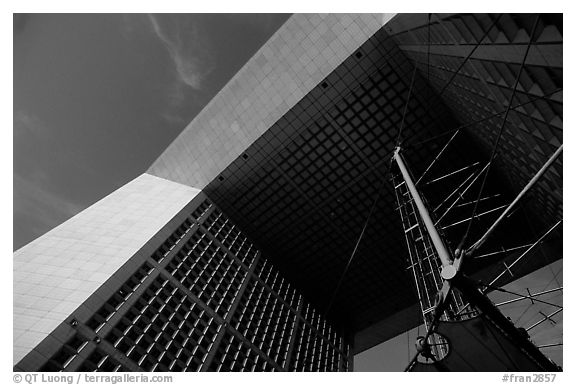 Detail of Grande Arche de la Fraternite, La Defense. France (black and white)