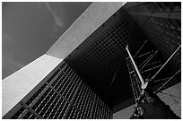 Detail of Grande Arche de la Fraternite, La Defense. France (black and white)