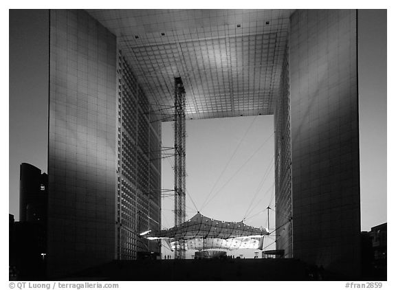 Grande Arche de la Defense at dusk. France