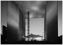 Grande Arche de la Defense at dusk. France (black and white)