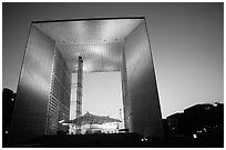 Grande Arche de la Defense at dusk. France ( black and white)