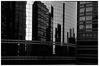 Reflections in modern office buildings, La Defense. France (black and white)