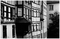 Half-timbered houses. Strasbourg, Alsace, France (black and white)