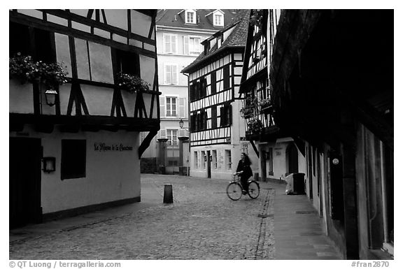 Street with half-timbered houses. Strasbourg, Alsace, France