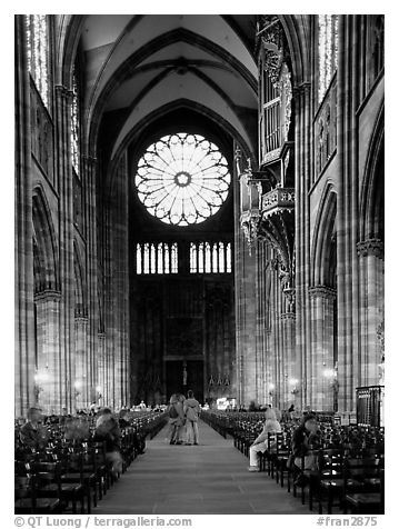 Inside the Notre Dame cathedral. Strasbourg, Alsace, France (black and white)