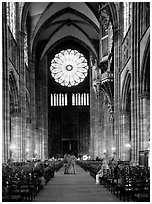 Inside the Notre Dame cathedral. Strasbourg, Alsace, France (black and white)