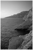 Calanque de Morgiou at sunset. Marseille, France ( black and white)