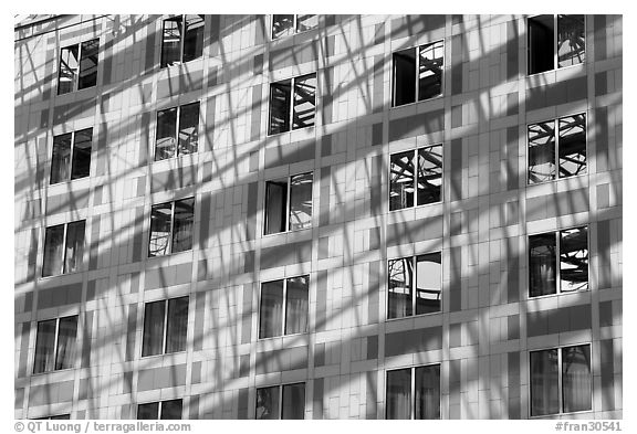 Detail of Grand Ecran building. Paris, France (black and white)