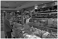 Inside a bakery. Paris, France (black and white)
