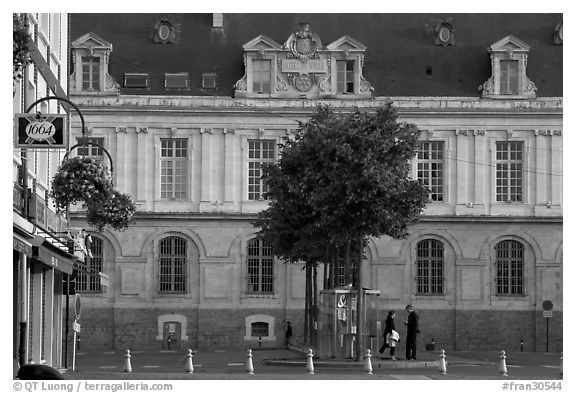 Square in front of City Hall, Amiens. France (black and white)